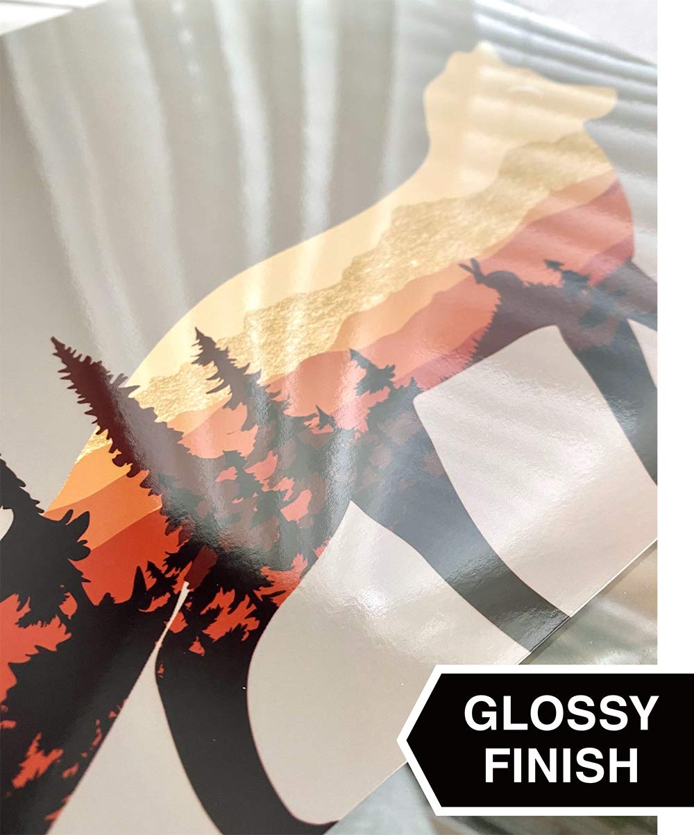 Confetti Fox Mid Century Abstract Wall Art, Modern Nursery Decor, Mountain Landscape Vintage Nature Posters, Little Boys Bedroom Adventure Wildlife, Forest Fox Bear (8x10 Unframed Set of 4 Prints)