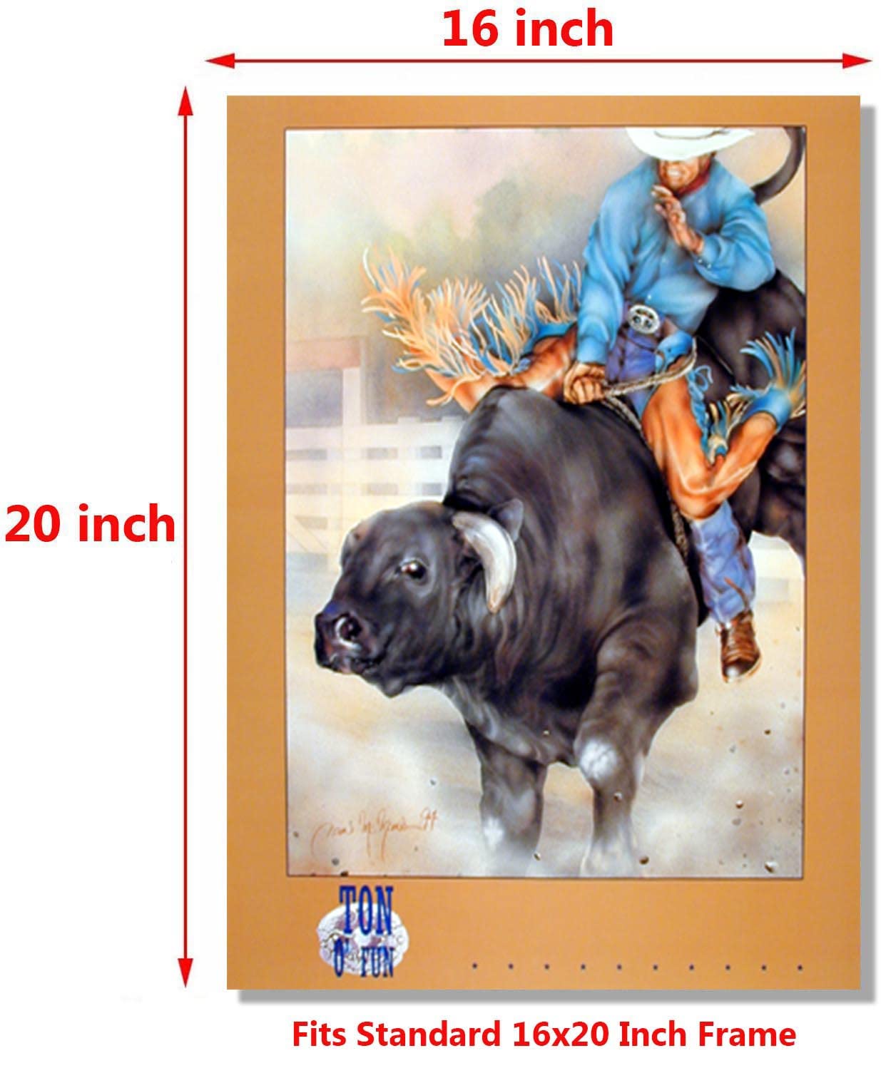 Western Cowboy Bull Riding Rodeo Picture Wall Decor Art Print Poster (16x20)