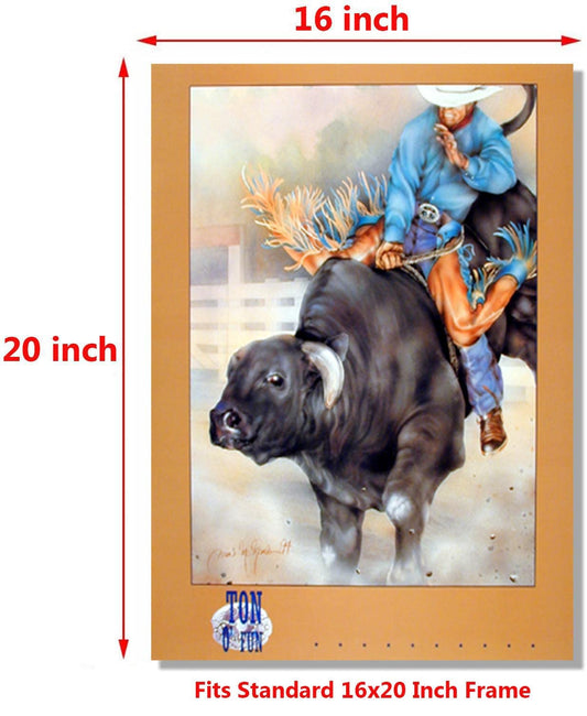 Western Cowboy Bull Riding Rodeo Picture Wall Decor Art Print Poster (16x20)