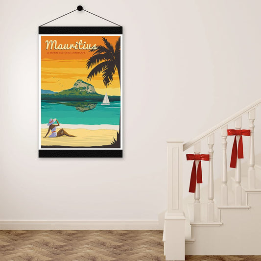 Mauritius Le Morne Cultural Landscape Vintage Travel Posters from Around the World Landscape Wall Art Print Decor Painting Gift Home Decoration Stickers (12X18 inch)