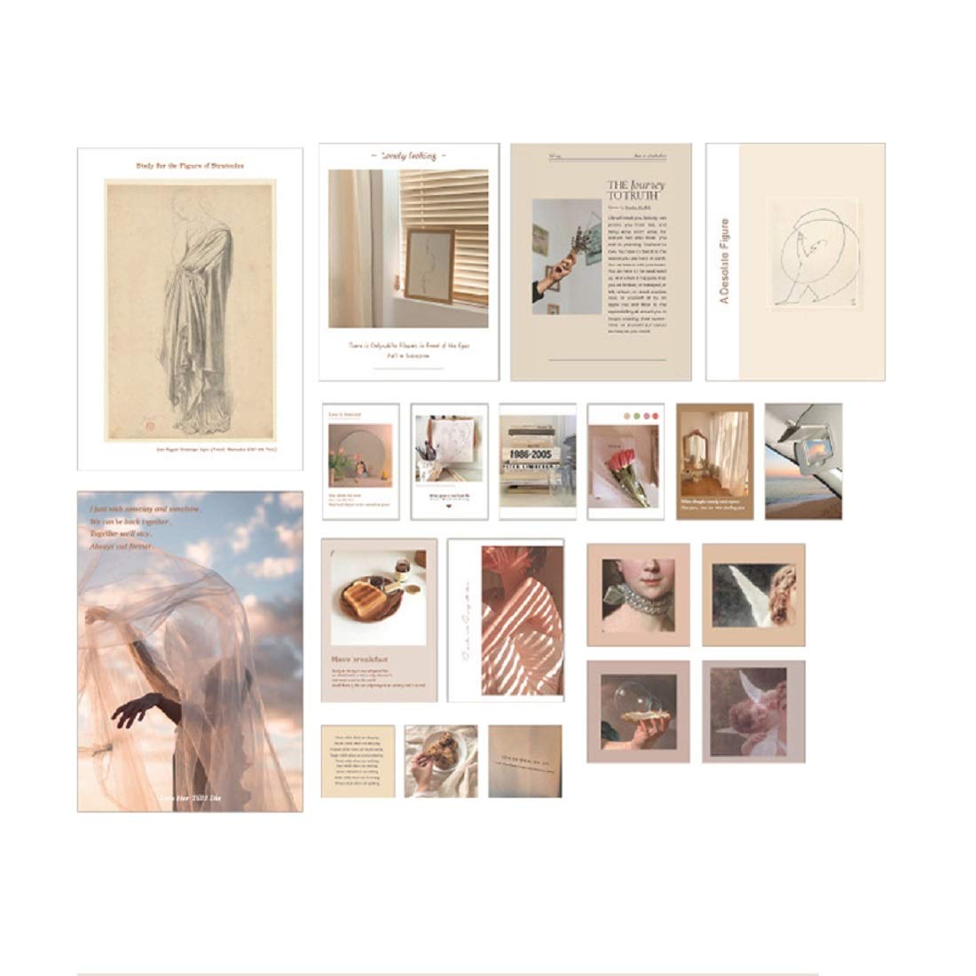 Wall Collage Kit Aesthetic Art Pictures Small Posters Prints for Bedroom Dorm Decor, Include 48pcs Self-adhesive Dots(Set of 40)