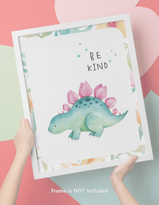 VICBOU 4 Pcs Cute Boys Room Decor Dinosaur Wall Art Prints Watercolor Dinosaur Nursery Decor Inspirational Quotes Posters Paintings for Boys Room Bedroom Playroom Wall Decor, 8x10 Unframed