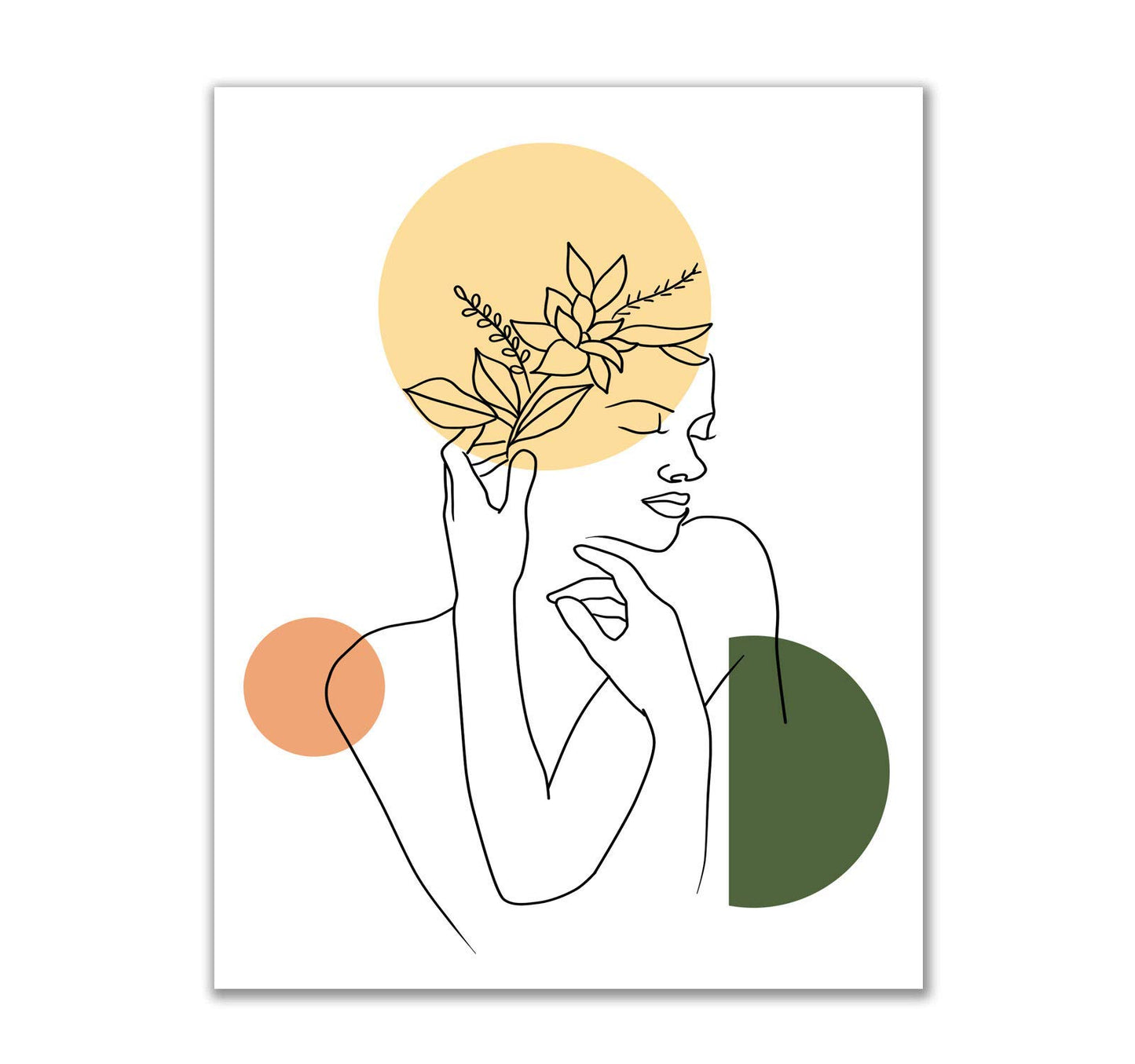 Minimalist Line Art Drawing Aesthetic Poster Abstract Sketch Women Line Art Prints Floral Apartment Decor for Women, Fashion Beauty Flower Drawing 8x10 inches UNFRAMED