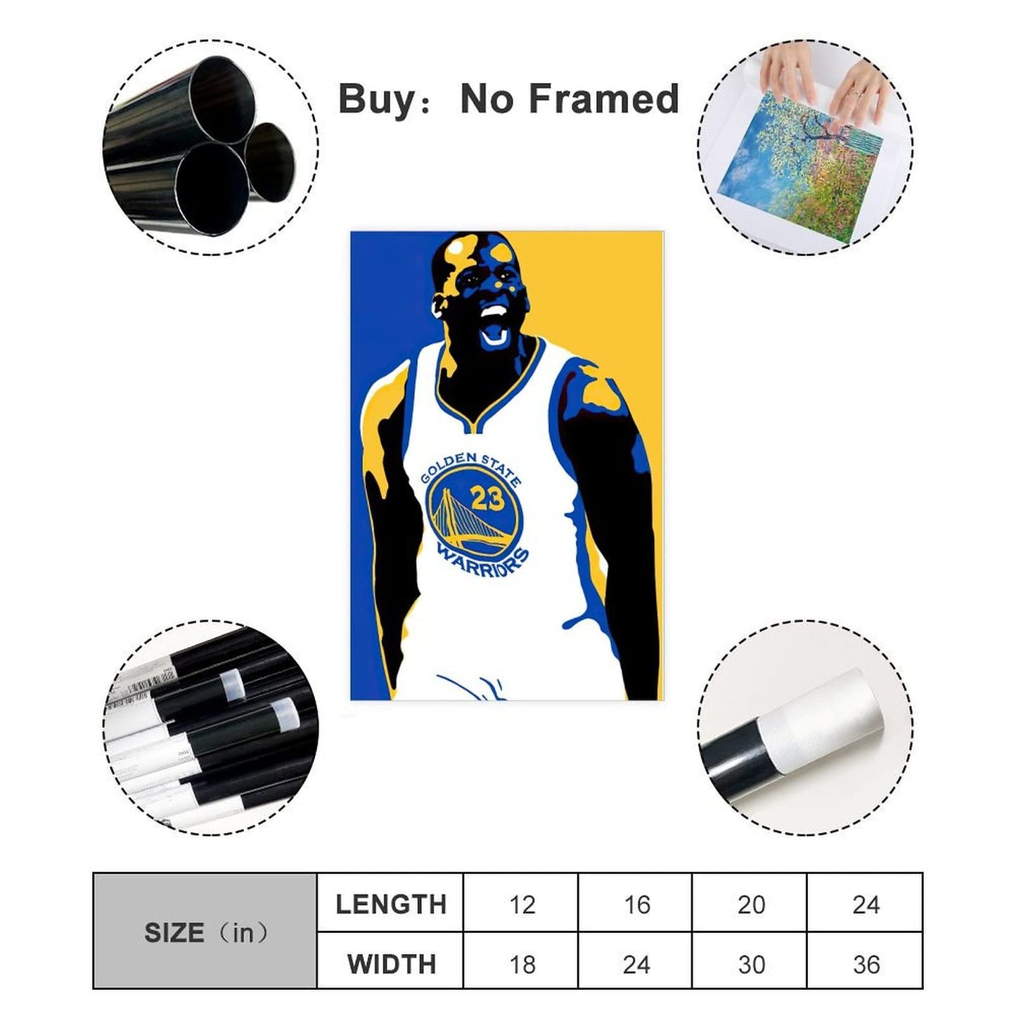 KAMUFF Draymond Green Poster Basketball Canvas Wall Art Dunking Picture Print For Boys Bedroom Unframe-style 12x18inch(30x45cm)