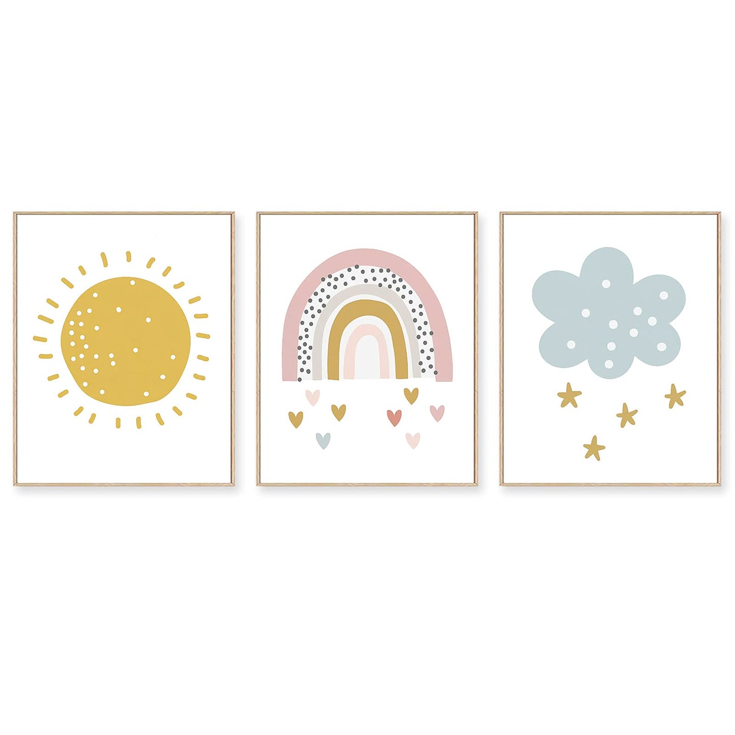 Vlejoy Rainbow Canvas Painting Sunshine Wall Art Print and Cloud Posters Prints for Girls Room Decor Nursery Set of 3 (8x10inch ) No Frame, Love Rainbow, 8 x 10 Inch