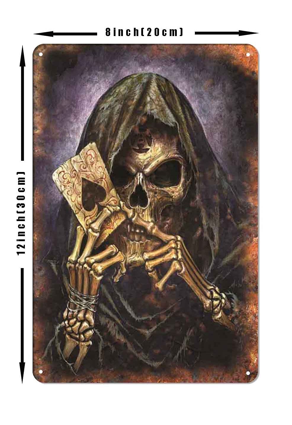 QJ CMJ Destiny Spades Poker Metal Tin Sign Vintage Chic Art Decoration Wall Art Print Poster Wall Decoration for Garage Home Club Bar Coffee BBQ Shop 8 x 12 Inches