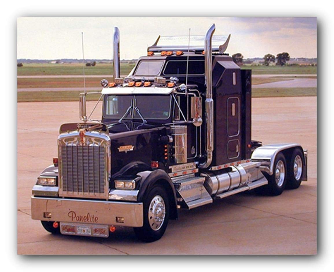 Black Kenworth Wall Decor Picture Panelite Big Rig Transportation Truck Art Print Poster (16x20)
