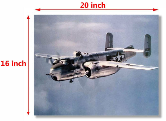 Military Aviation Wall Decor Military B-25 Mitchell. Lt. Bomber Airplane Jet Vintage Aircraft Art Print Poster (16x20)