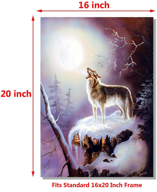 Warrior's Wolf Song Native American Wall Decor Art Print Poster (16x20)