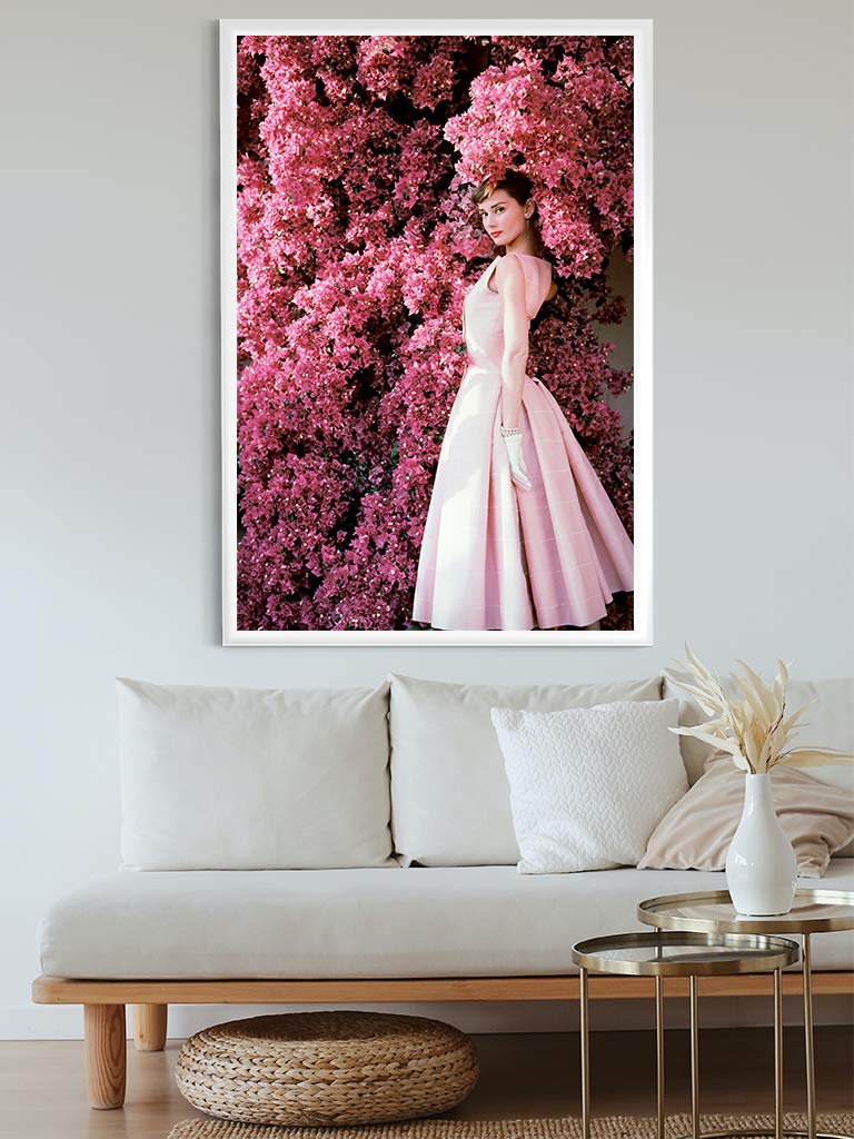 Audrey Hepburn Poster Gift Pink Mood Portrait Audrey Hepburn Poster Print Art for Office Decor 8" x 12"