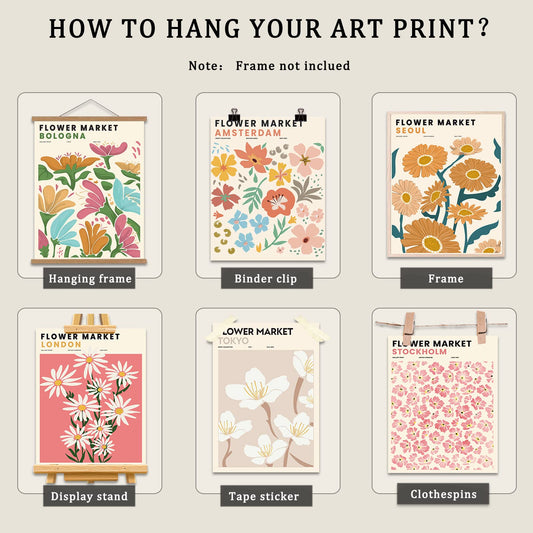 Flower Market Posters, Minimalist Flower Market Wall Art Prints, Danish Pastel Room Decor Aesthetic, Vintage Matisse Posters & Flower Pictures Wall Decor,Gallery,Unframed 8"x10"