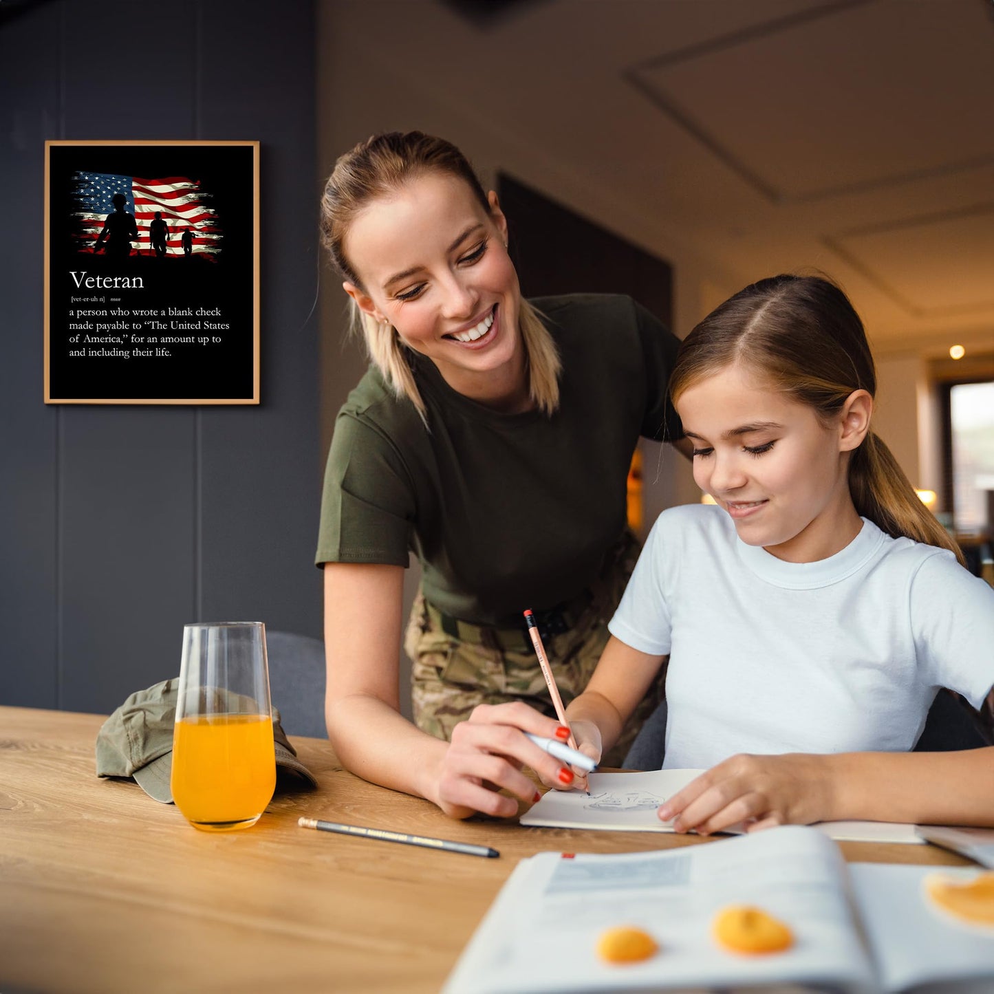 Definition of a United States Veteran - American Military Patriotic Wall Art Poster, This American Flag Wall decor Is Ideal For Home Decor, Military School, Office, and Room Decor, Unframed - 8x10"