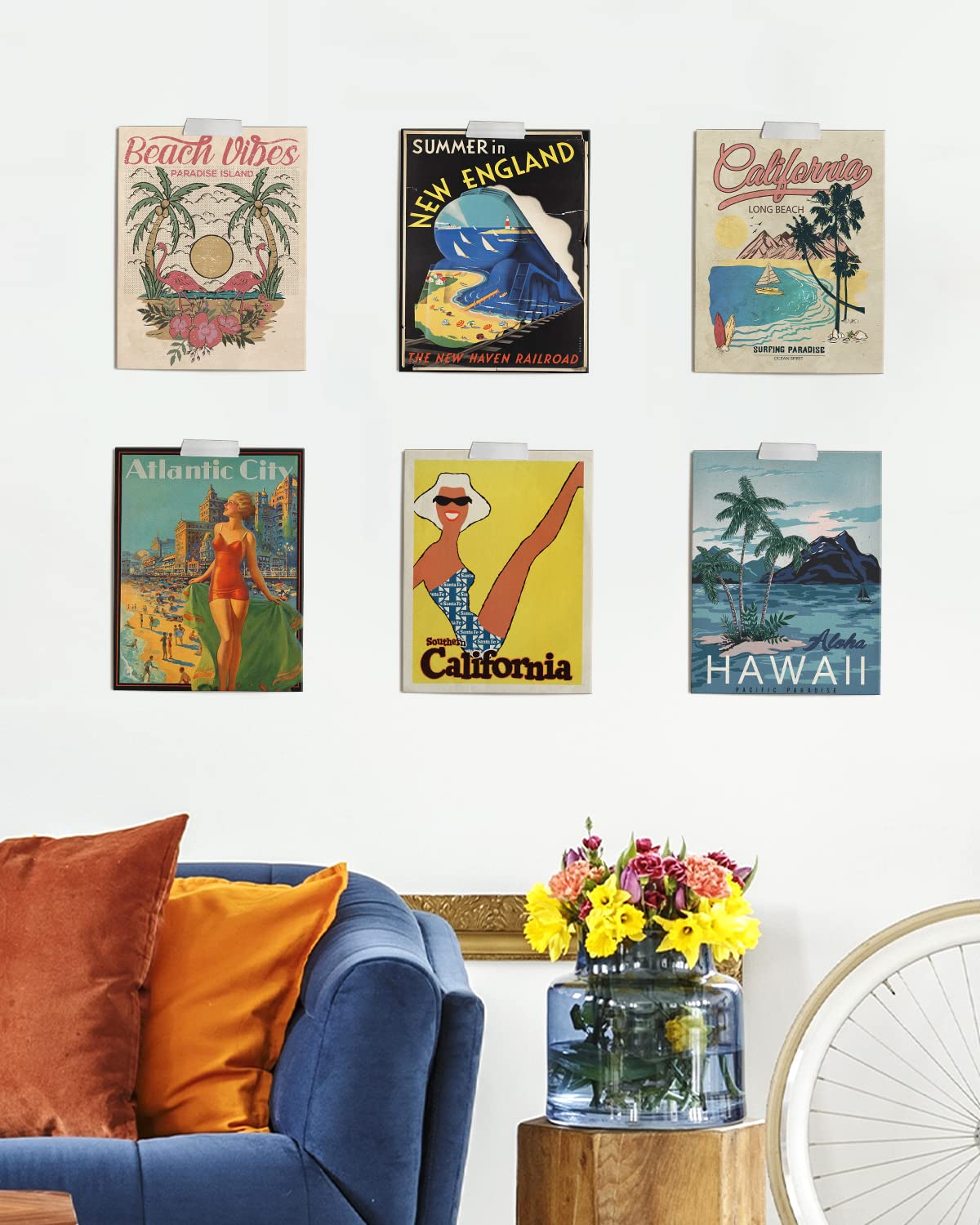 ARPEOTCY Beachy Room Decor Aesthetic, Coconut Girl Aesthetic Wall Art Prints, Hawaii Surfboard Wall Decor, Posters for Teen Girls Bedroom Aesthetic, Set of 6, 8x10in, Unframed