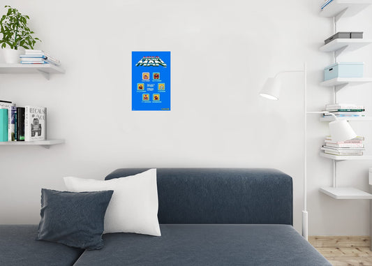 Mega Man Stage Select Video Game Video Gamer Classic Retro Vintage 90s Gaming MegaMan Capcom Legacy Collection Megaman 11 Mega Man X Dr Wily Cool Wall Decor Art Print Poster 12x18