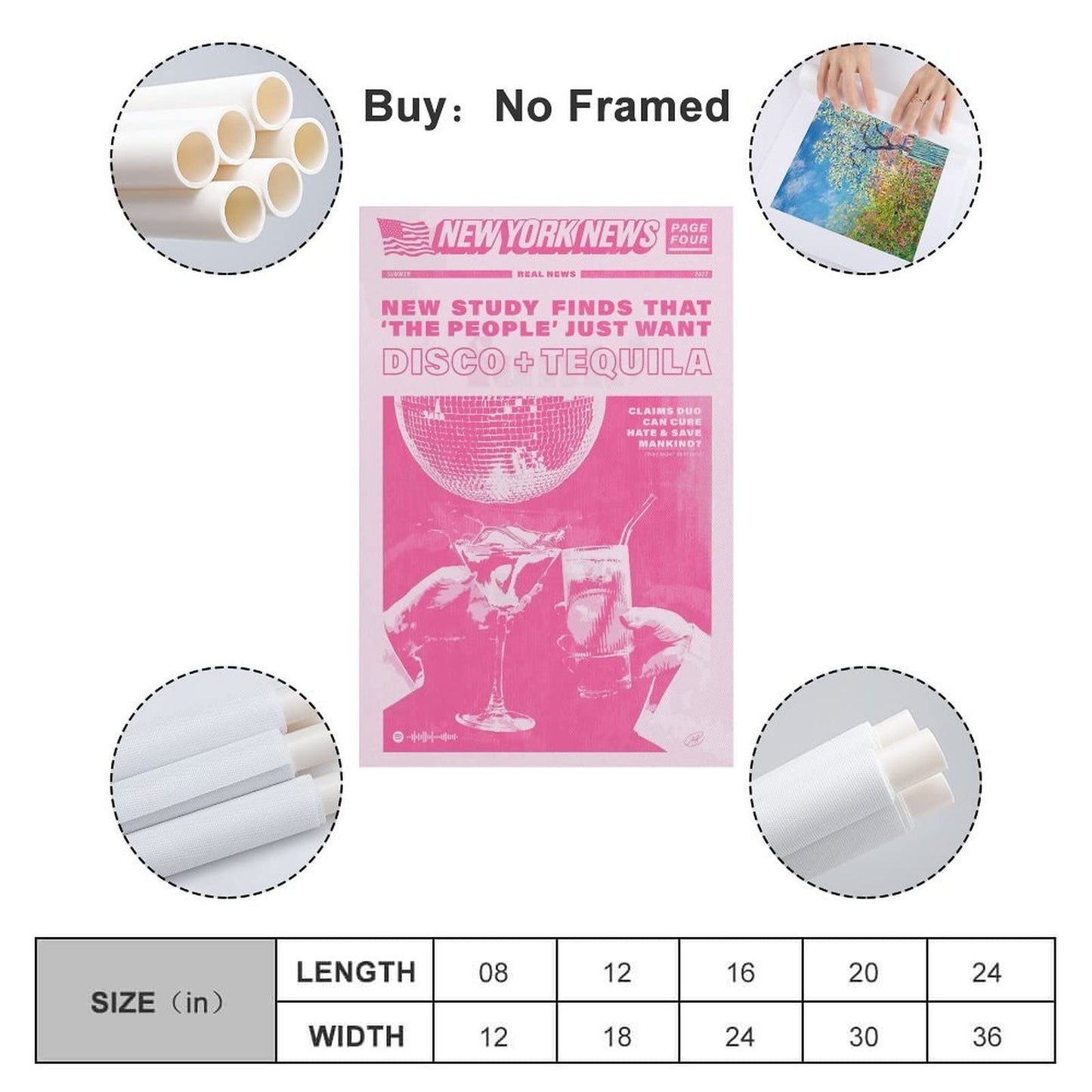 SUANA Disco Tequila Poster Posters for Room Aesthetic Pastel Room Decor Poster Decorative Painting Canvas Wall Art Living Room Posters Bedroom Painting 12x18inch(30x45cm)