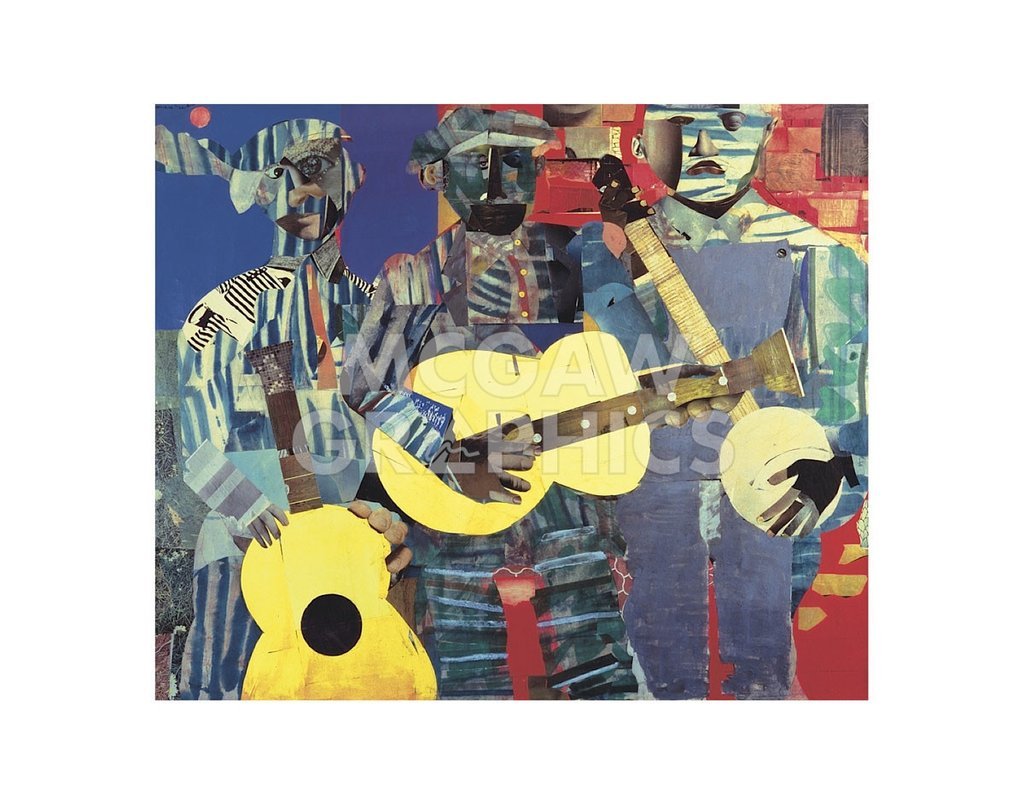 McGaw Graphics Three Folk Musicians, 1967 by Romare Bearden, Art Print Poster, Paper Size 11" x 14" Image Size 8" x 9.75"(1002)