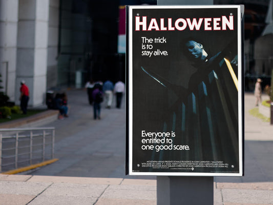 Halloween Movie Poster Classic Halloween Decorations Wall Decor Horror Movie Merchandise Wall Art Michael Myers Mask Vintage Gothic Movie Theater Grunge Room Cool Wall Decor Art Print Poster 12x18