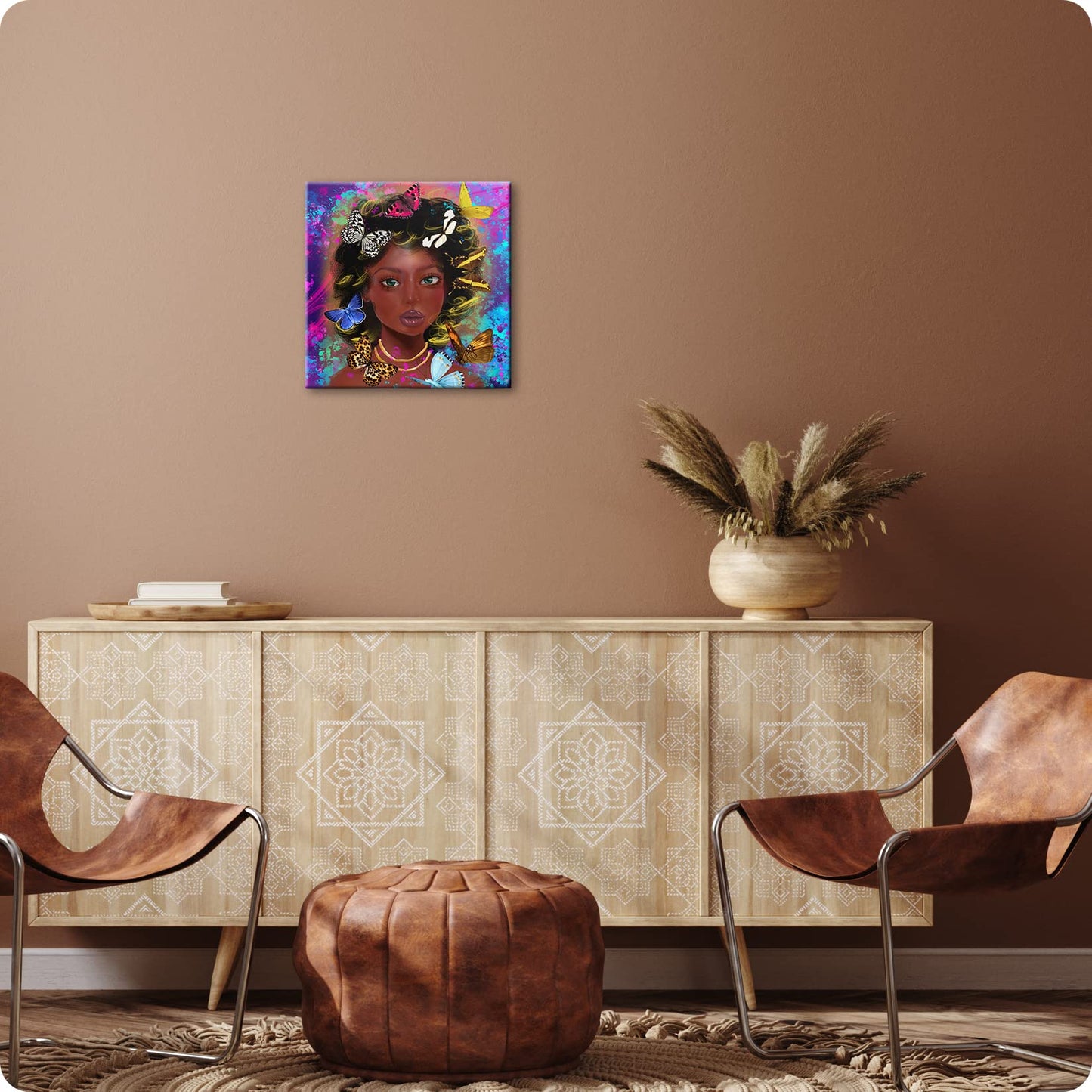African American Wall Art for Living Room Black History Month Decorations Black Girl Women Canvas Wall Art Abstract Modern Indian Women Wall Decor Butterfly Print Painting Poster for Bathroom Bedroom