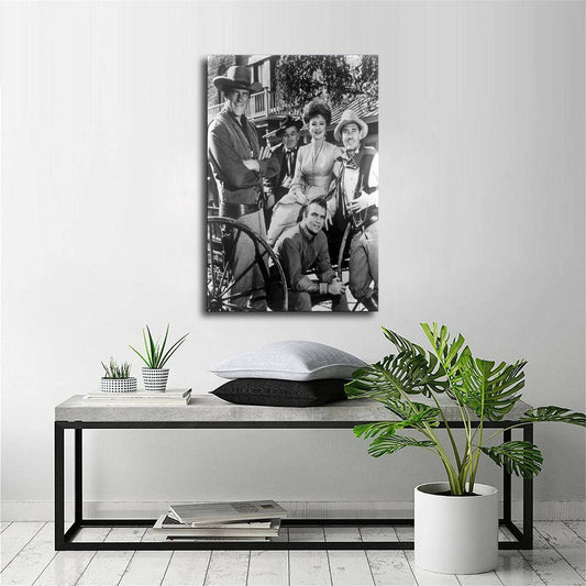 ZEEZFA Gunsmoke Cast Black and White Canvas Art Poster and Wall Art Picture Print Modern Family Bedroom Decor Posters 08x12inch(20x30cm)