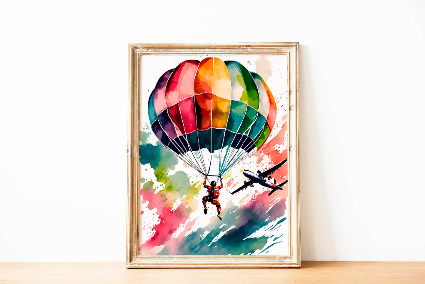 Sky Diving Watercolor Poster Sky Diver Art Extreme Sports Print Parachuting Sports Decor Adrenaline Wall Decor Sky Fly Wall Art Great Gift for Sky Diver 8x10 inc. Unframed Print