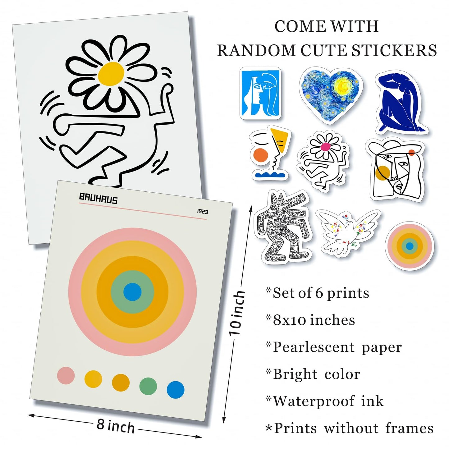 dazongweihan Yellow Matisse Prints Wall Art, Aesthetic Posters Danish Wall Art,Unframed, Flower Market Exhibition Posters,8x10in, Set of 6(C)