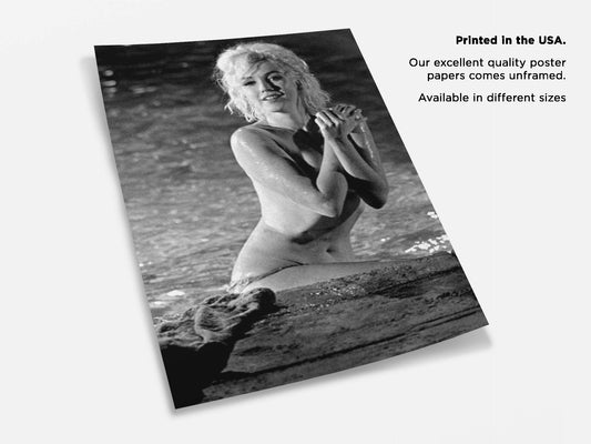 Sea Printed Art Marilyn Monroe Black and White Printed Decor for Home Naked Marilyn Monroe Poster 8" x 12"