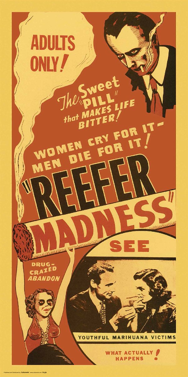 Culturenik Reefer Madness (red) Weed Marijuana Pot Novelty Drug Smoking Humor Print (Unframed 12x24 Poster)