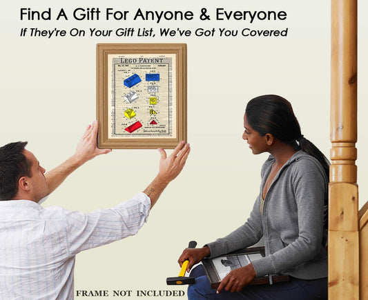 Vintage Lego Patent Print: 8x10 Unframed Aesthetic Wall Posters & Unique Art Prints Picture for Bathroom, Home, Man Cave, Dorm, Office & Bar Wall Decor Poster - Creative Gift Idea for Lego Fans