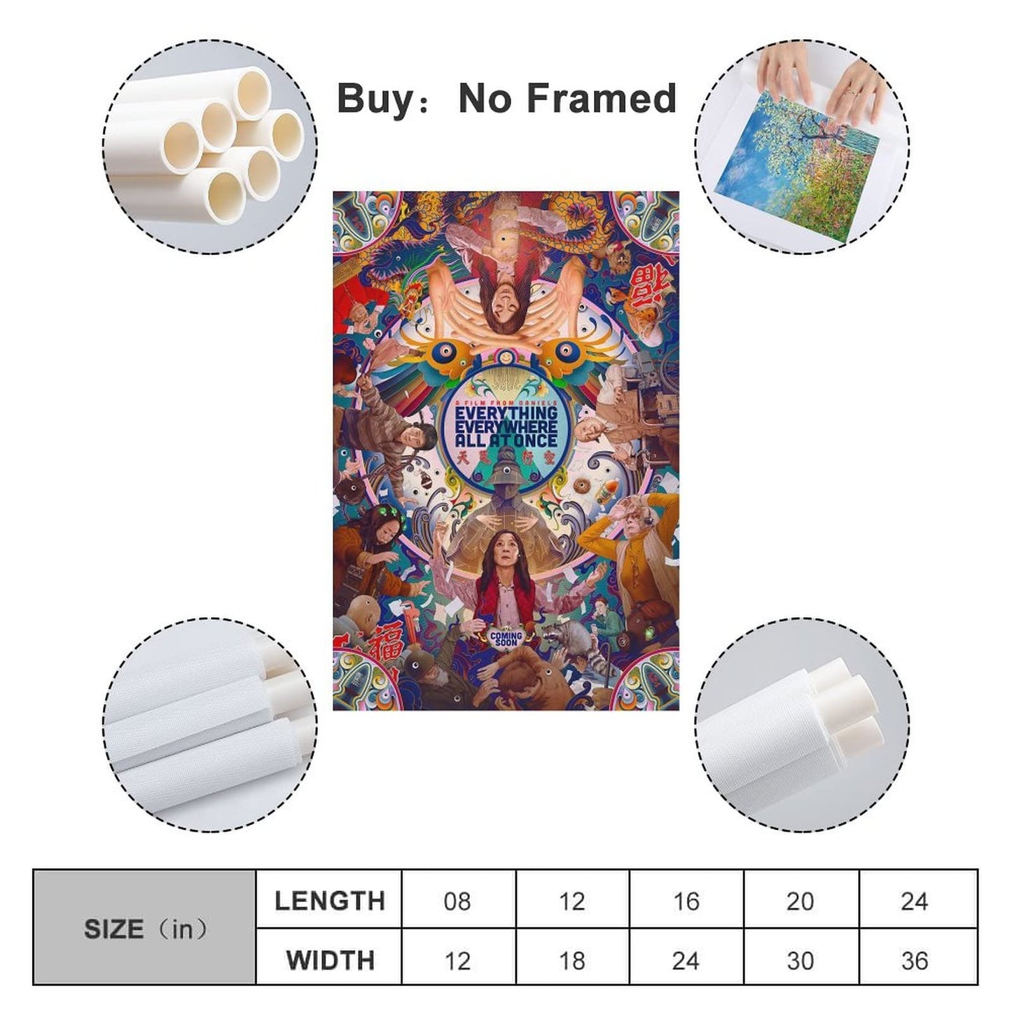 Everything Everywhere All at Once 2022 Movie Poster Aesthetic Decorative Painting Canvas Wall Posters and Art Picture Print Modern Family Bedroom Decor Posters 08x12inch(20x30cm)