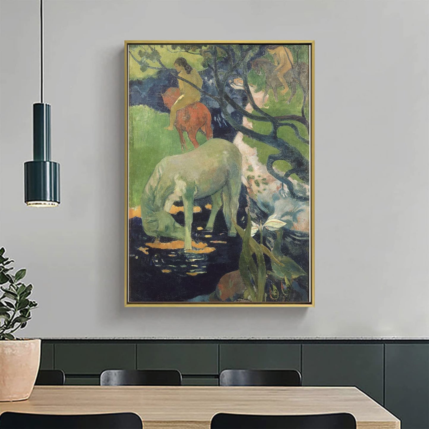 ZZPT Paul Gauguin Canvas Wall Art - The White Horse Print Poster - Famous Artist Fine Art Paintings Reproduction for Bedroom Office Wall Decor Unframed