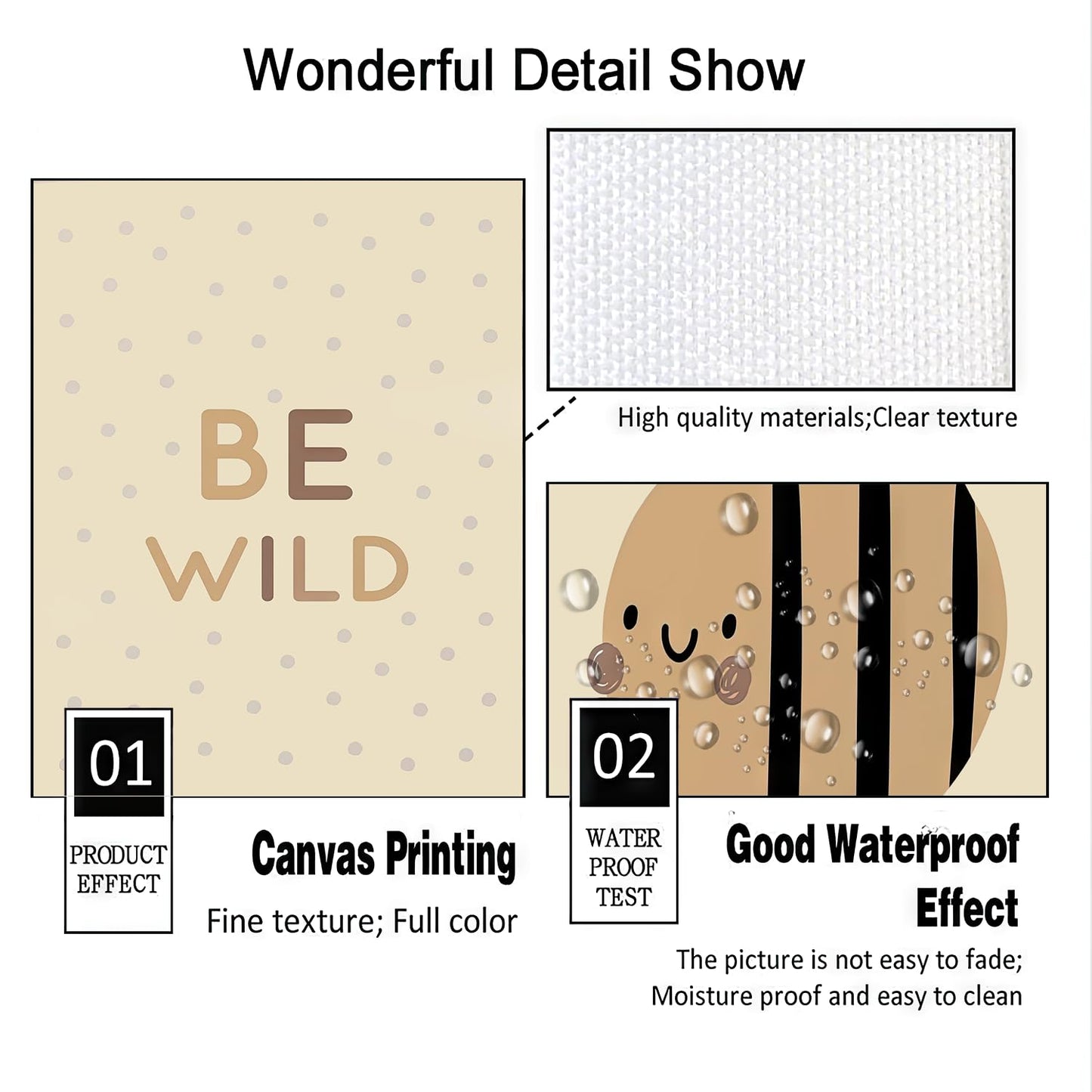 Nursery Wall Art, Be Wild Canvas Posters, Set Of 3(8”X10”) unframed Colorful Honey Bear Room Decor Classroom Artwork Boho Weather Kids Art Prints Wall Decor For Girls Room Boy Bedroom