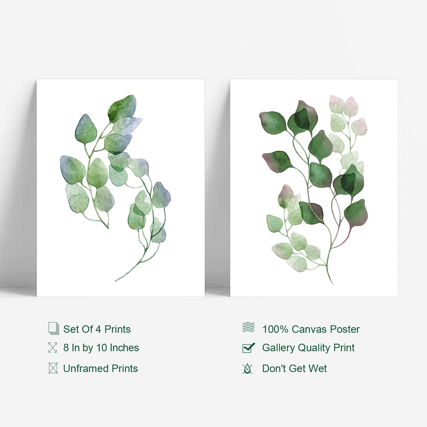 YASEN Plant Green Leaf Canvas Prints Wall Art Posters, Unframed Wall Art Prints 8x10, Botanical Prints Wall Decor Canvas Quotes for Bedroom