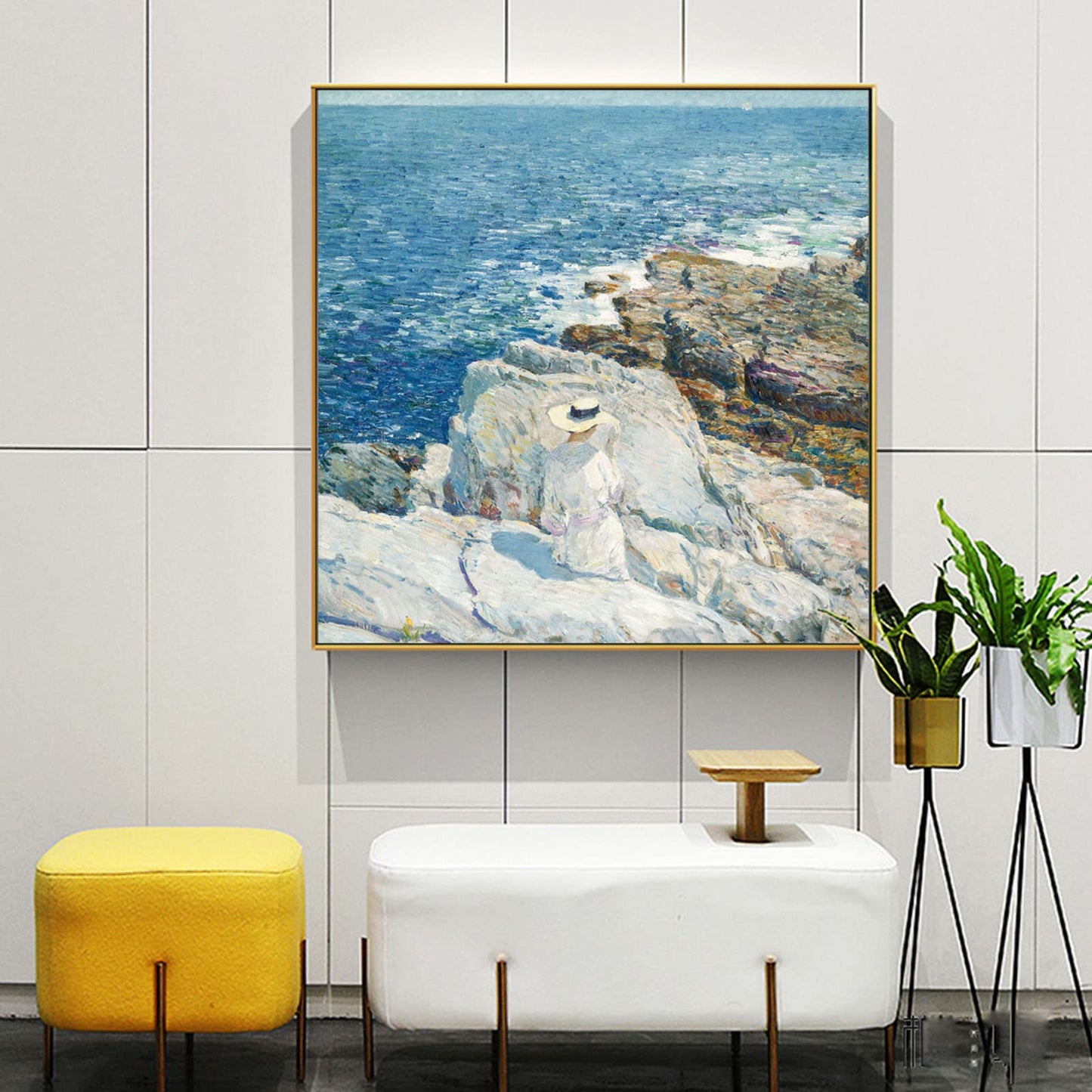 Childe Hassam Picture - The South Ledges Appledore Poster Print - Impressionist Fine Art Oil Paintings Reproduction Wall Decor for Living Room Bedroom Office Unframed (12x12in/30x30cm)