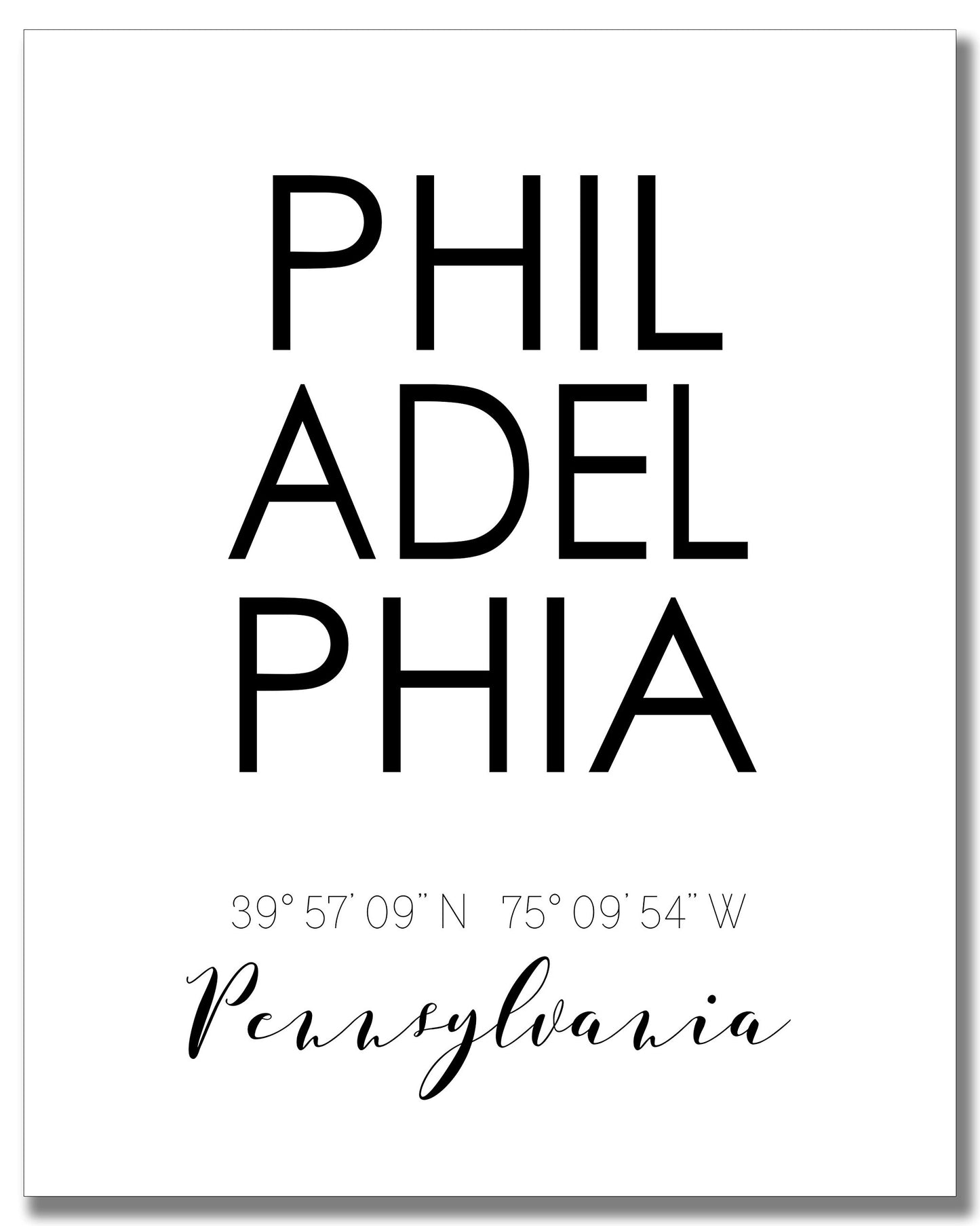 Philadelphia City Skyline Wall Décor Prints - Set of 2 (8x10) Art Photos - Typography Minimalist Poster