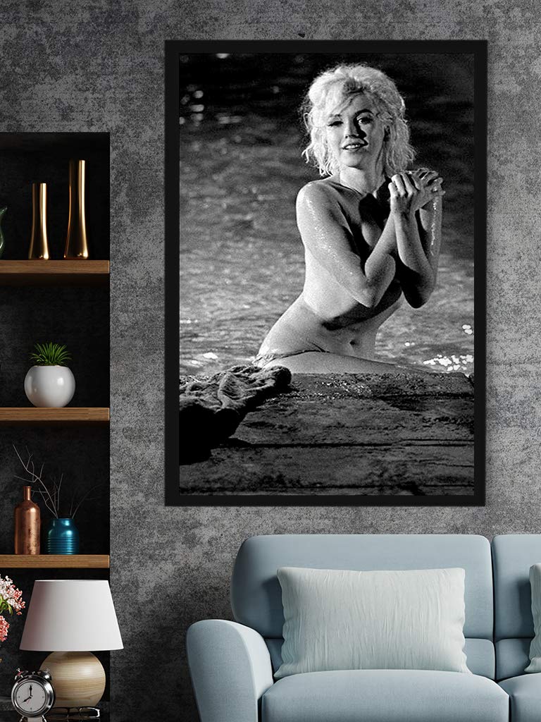 Sea Printed Art Marilyn Monroe Black and White Printed Decor for Home Naked Marilyn Monroe Poster 8" x 12"