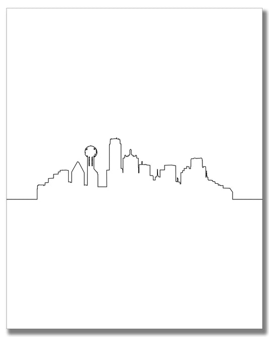 Dallas City Skyline Wall Décor Prints - Set of 2 (8x10) Art Photos - Typography Minimalist Poster