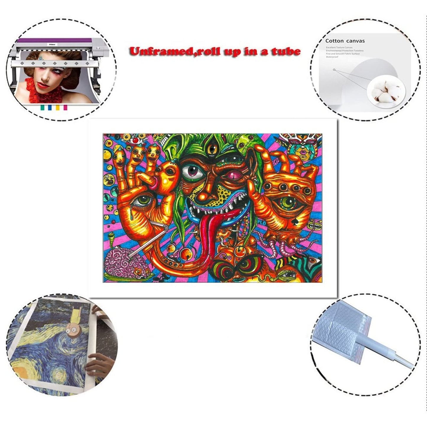 BUUTUUCE Colorful Graffiti Hippie Style Psychedelic Abstract Canvas Art Poster And Wall Art Picture Print Modern Family Bedroom Decor Posters 16x24inch(40x60cm)