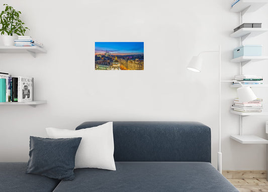 Gran Va at Dusk Madrid Spain Skyline Illuminated Photo Photograph Cool Wall Decor Art Print Poster 18x12