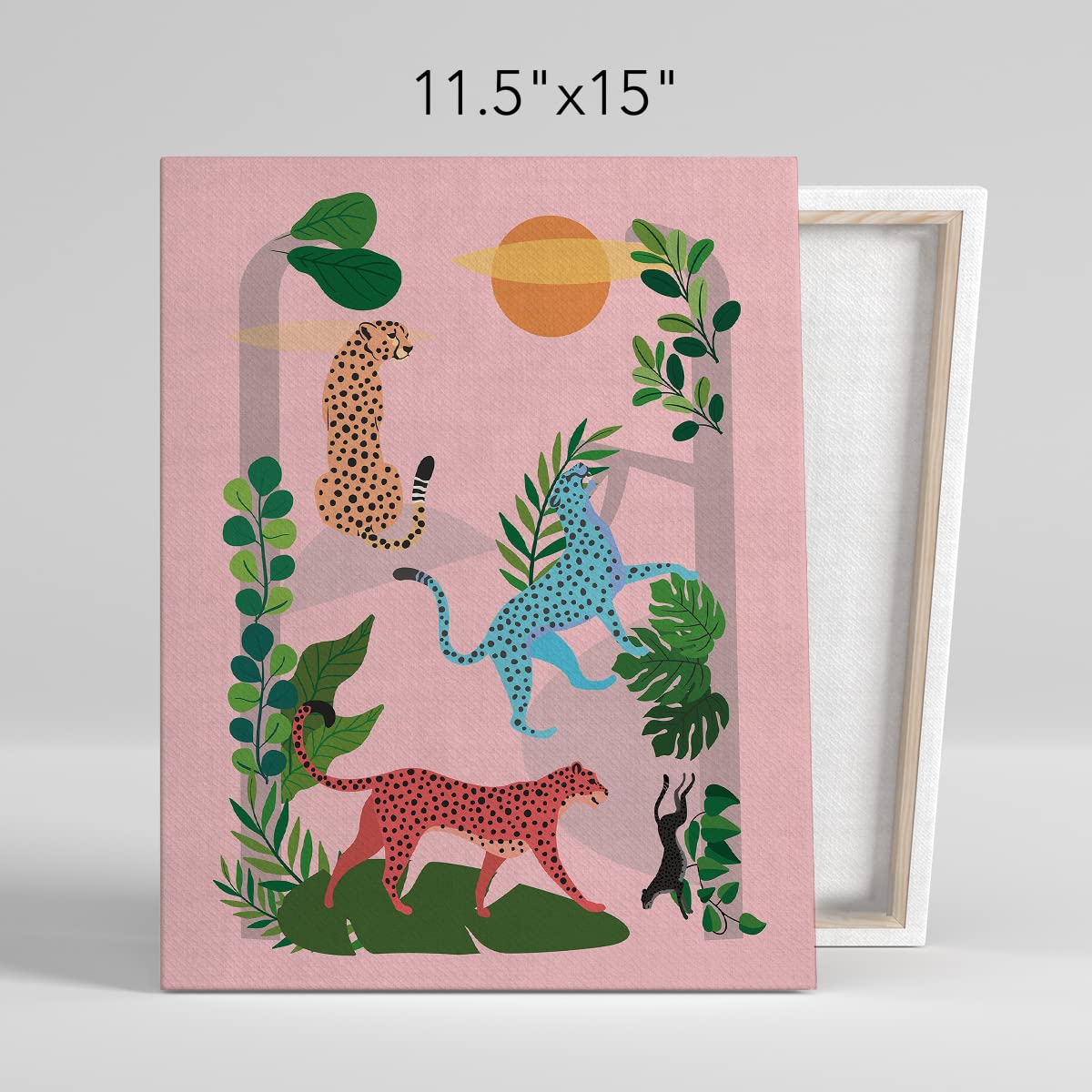 NISTOMISU Colourful Cheetahs Canvas Prints Wall Decor Jungle Cheetahs Canvas Art Sign Canvas Poster Gifts for Home Living Room Bedroom Bathroom Decor 11.5"x15"