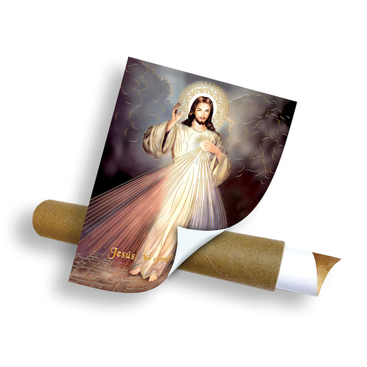 Divine Mercy Jesus Christ (8"x10") Gold Foil - Religious Wall Art Laminated Print Unframed Poster Home Decoration Arte Diseño Piezas Maestras