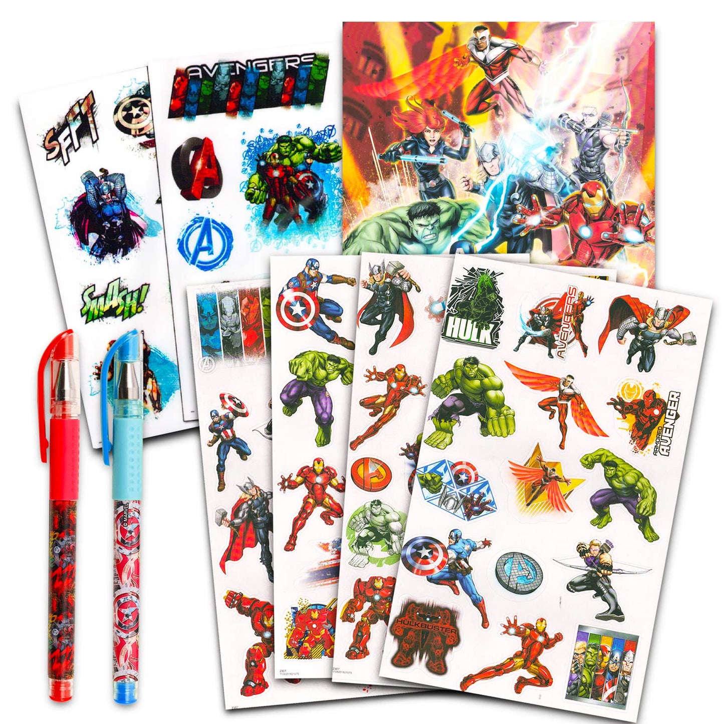 Marvel Comics Poster Set for Kids, Boys ~ 12 Pc Bundle with Marvel Superhero Poster Book for Room Decor and Walls, Stickers, and Door Hanger | Comic Book Cover Prints