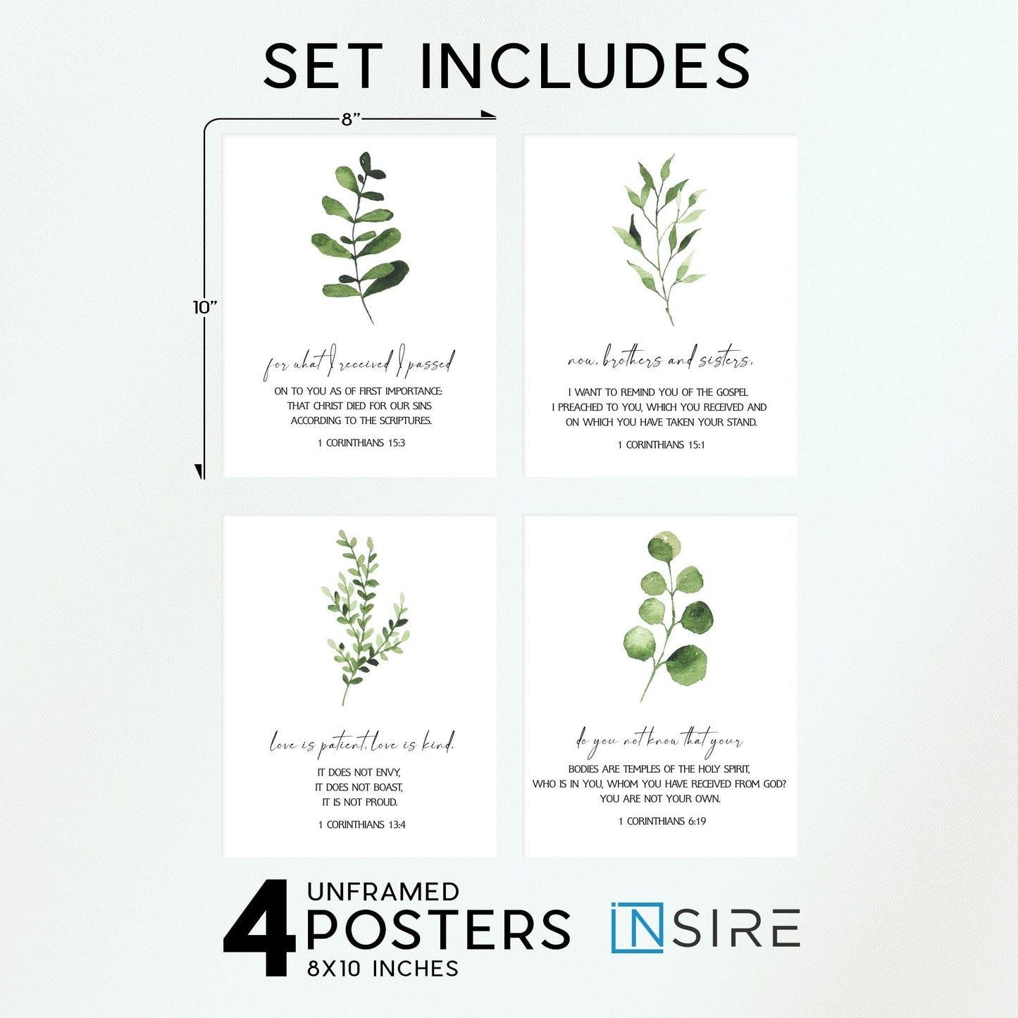 Insire 1 Corinthians 13 Wall Art, Bible Art, Corinthians 13 Sign, Bible Verse Art, Christian Poster, Scripture Art, Bible Verse Nursery, Biblical Quotes Wall Decor, Biblical Prints Unframed (8x10”)