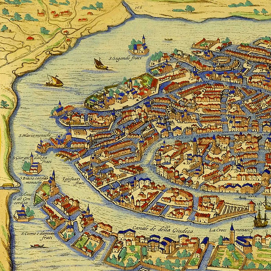 Retro Vintage Venice Old Map of Italy Posters Prints Reproductions Home Wall Decor Art Popular Old-Fashioned Executive Style 5635 (13.78" x 22.05")