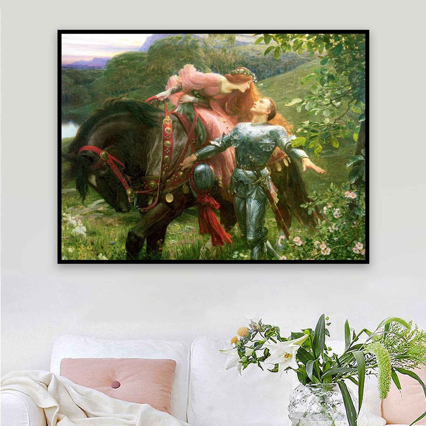 ZZPT La Belle Dame Sans Merci Poster - Frank Dicksee Prints - Famous Painting Reproduction - Modern Canvas Wall Art Pictures for Bedroom Living Room Home Decor Unframed (9x12in/23x30cm)