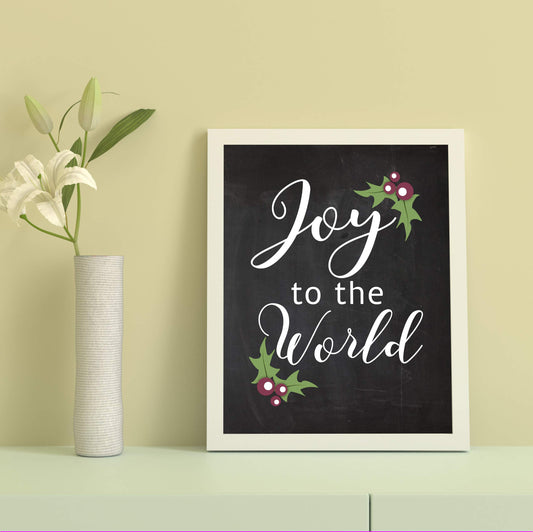 Joy To The World - Christmas Music Wall Art Decor Print, This Ready to Frame Typographic Holiday Music Wall Art Decor Poster is Good For Home, Welcome & Farmhouse Room Decor, Unframed - 8x10"
