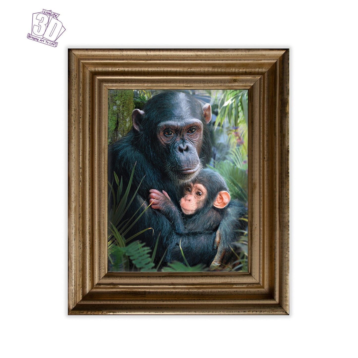 3D LiveLife Lenticular Wall Art Prints - Cute Cuddles from Deluxebase. Unframed 3D Chimpanzee Poster. Perfect wall decor. Original artwork licensed from renowned artist, David Penfound