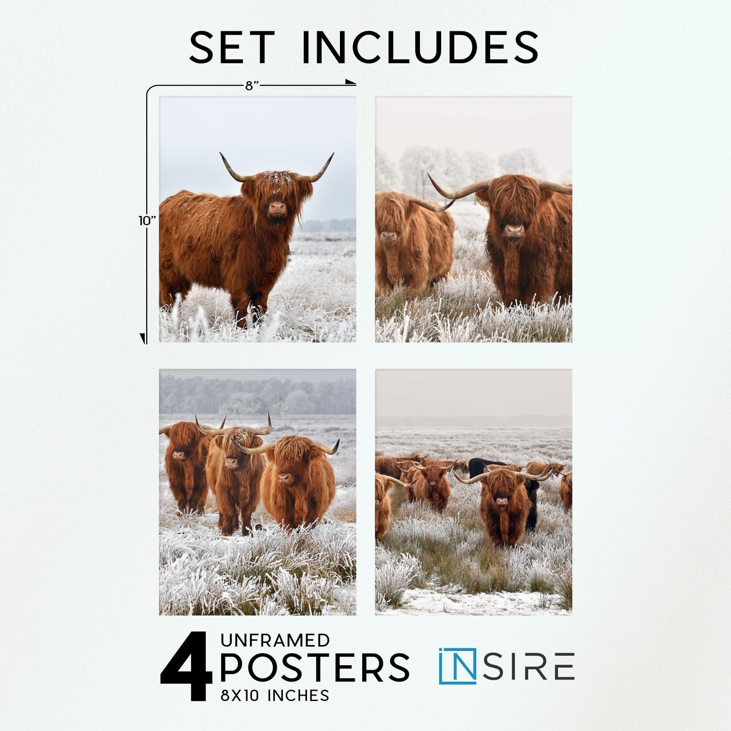 Insire Highland Cow Picture, Highland Cow Pictures Wall Decor, Highland Cow Art, Highlander Cow Decor, Highland Cow Wall Decor, Highland Cow Print, Highland Cow Poster - Unframed (8x10”)
