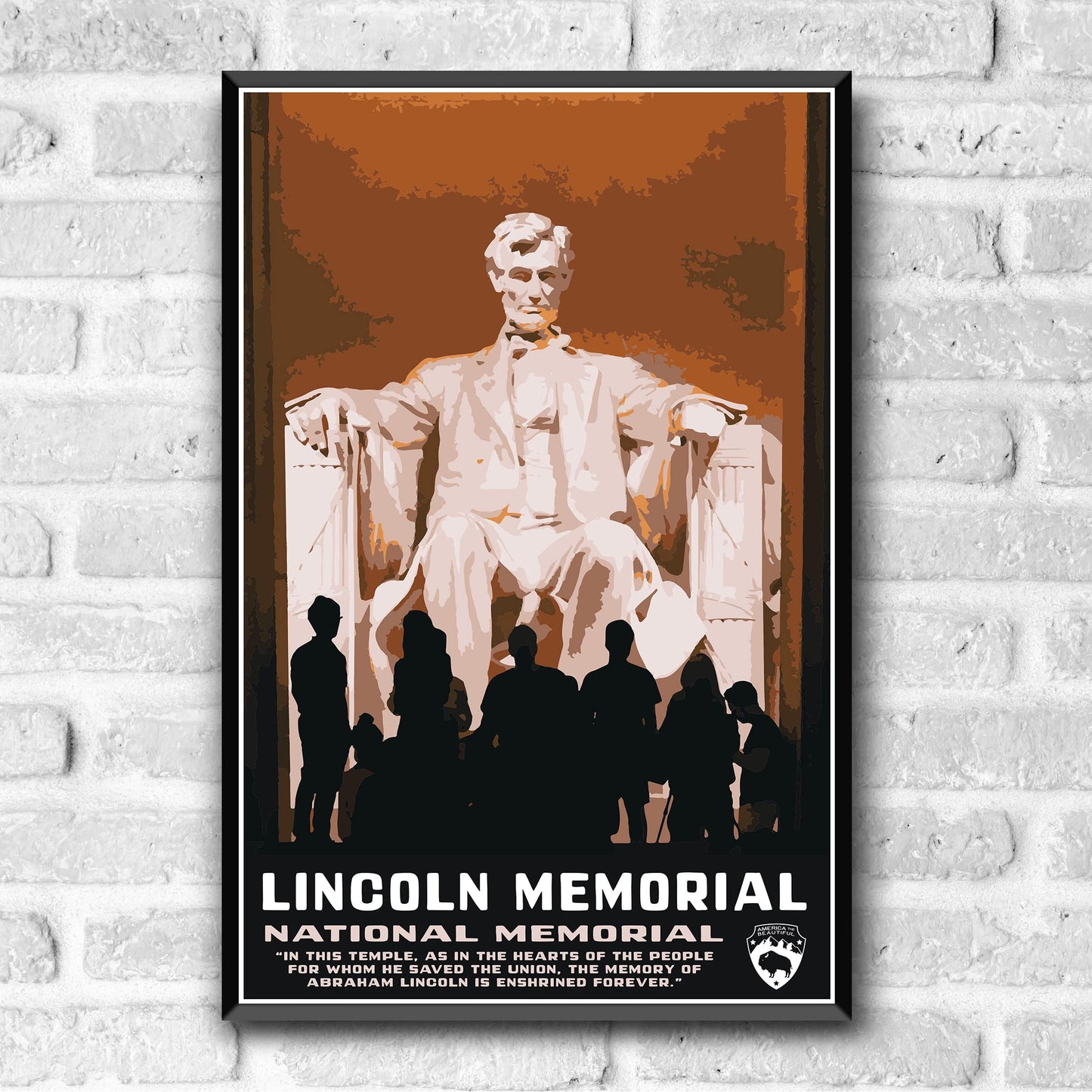 Lincoln Memorial National Memorial Vintage-Style Travel Poster - 8x10-12x18-18x24-24x36 / 4x6 Postcard WPA Style Art Print Washington DC USA Abraham Lincoln (8x10 Inch Poster)