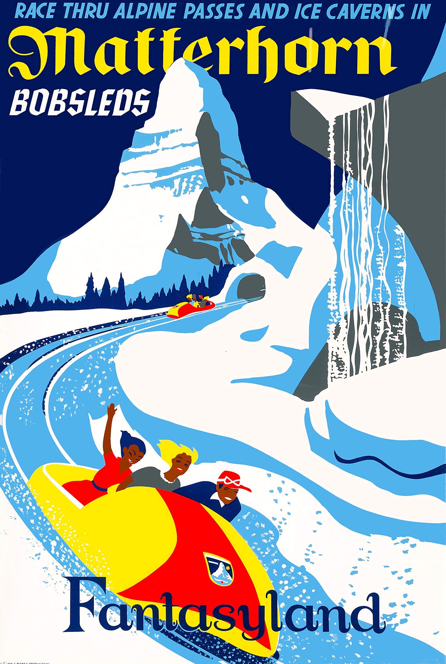 Prints Matterhorn Bobsleds Disney Poster (11x17) Vintage Fantasyland Retro Disneyland Ride Reproduction Wall Art