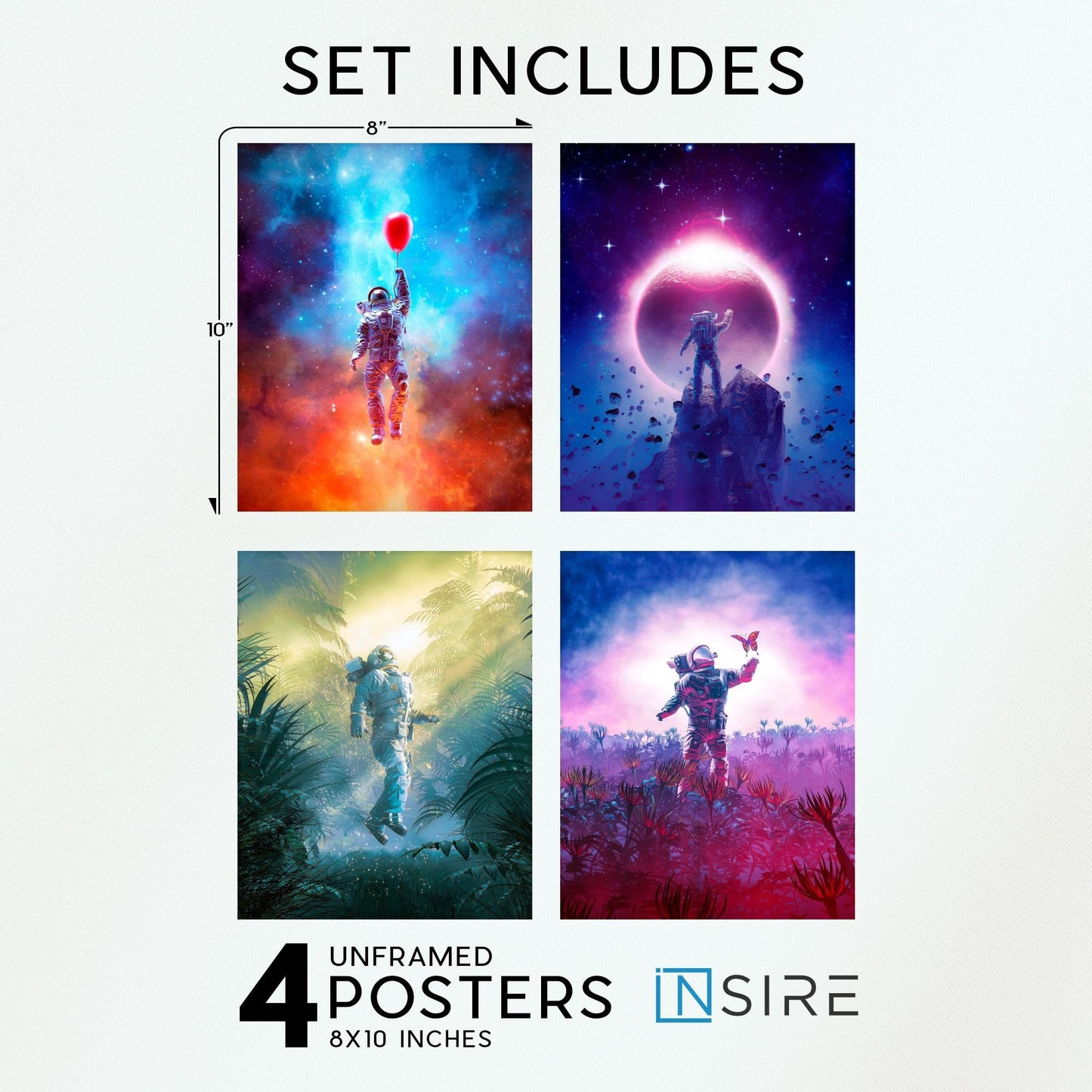 Insire Galaxy Wall Art, Astronaut Wall Art, Astronaut Poster, Astronaut Photos, Space Tourism Poster, Astronauts Poster, Space Posters for Boys Room - Unframed (8x10”)